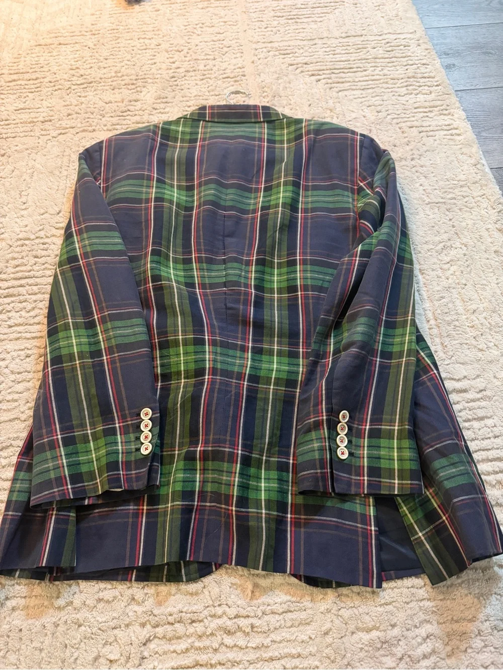 Carolina Herrera Navy & Green Plaid Sport Coat